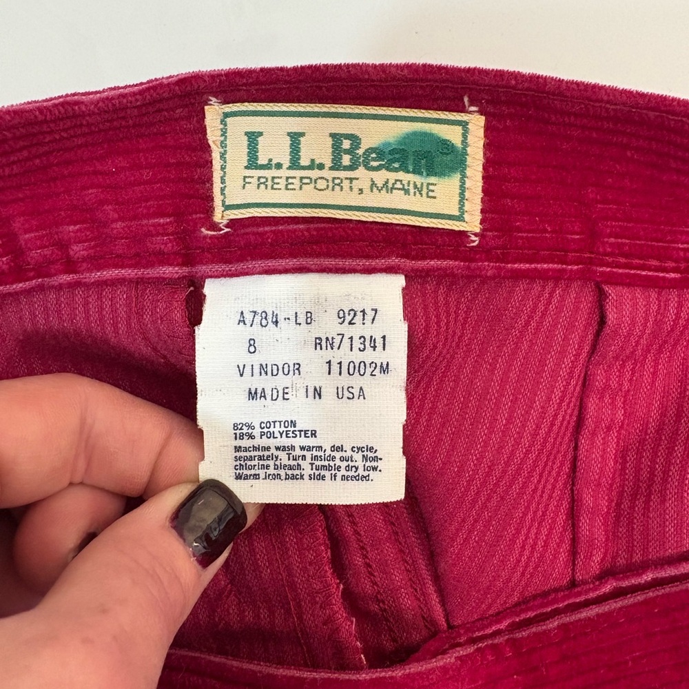 Vtg‎ LL Bean Corduroy Long Wrap Skirt Pink Magenta Pockets USA Cottagecore Sz 8 - Picture 8 of 11